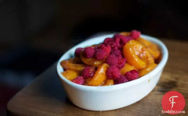 Melted Apricots with Fresh Raspberries