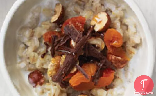 Barley With Apricots, Hazelnuts, Chocolate, And Honey