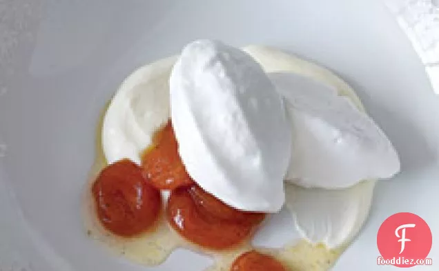 Floating Islands With Ricotta Cream And Poached Apricots