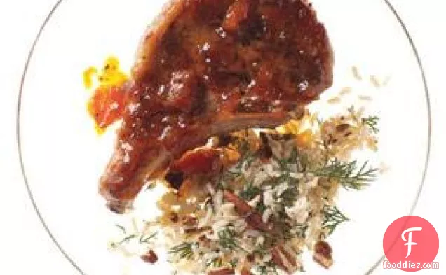 Apricot-glazed Pork Chops With Brown Rice-pecan Pilaf