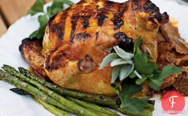 Grilled Cornish Game Hens with Apricot-Chipotle Glaze