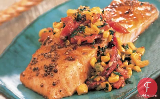 Roasted Salmon with Red Pepper and Corn Relish