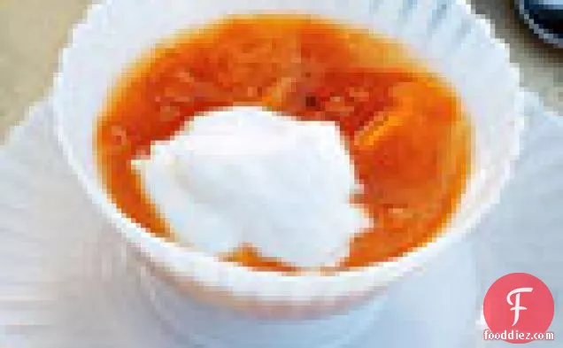 Yogurt Mousse with Apricot Sauce
