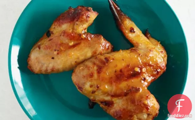 Barbecued Spicy Apricot-Glazed Chicken Wings