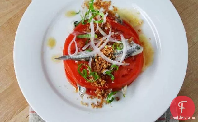 Tomato And Boquerones Salad With Garlicky Breadcrumbs