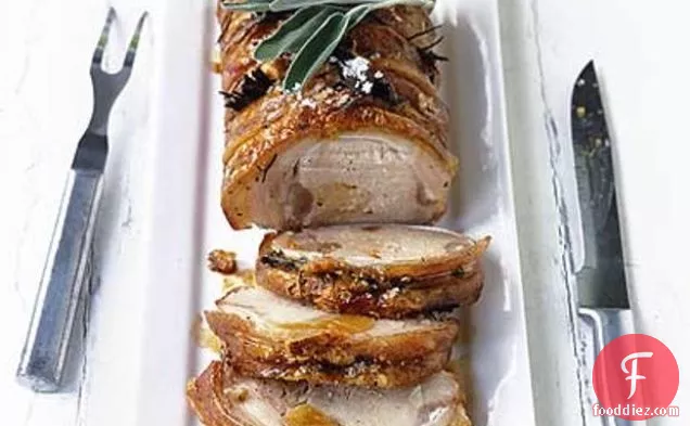 Pork Loin With Apricot, Sage & Pine Nut Stuffing