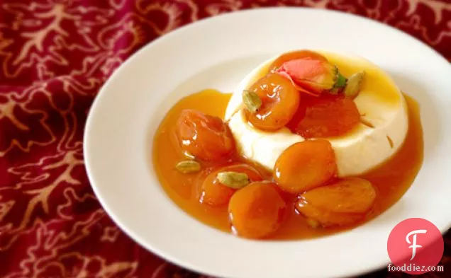 इलायची और शहद छाछ के साथ खूबानी दम किया हुआ-गुलाब जल पा