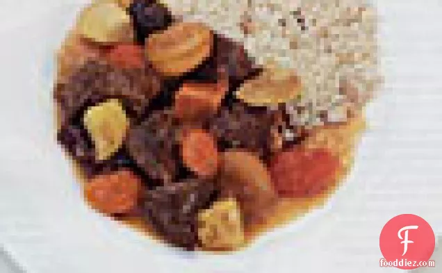 Lamb Tagine with Prunes, Apricots, and Vegetables