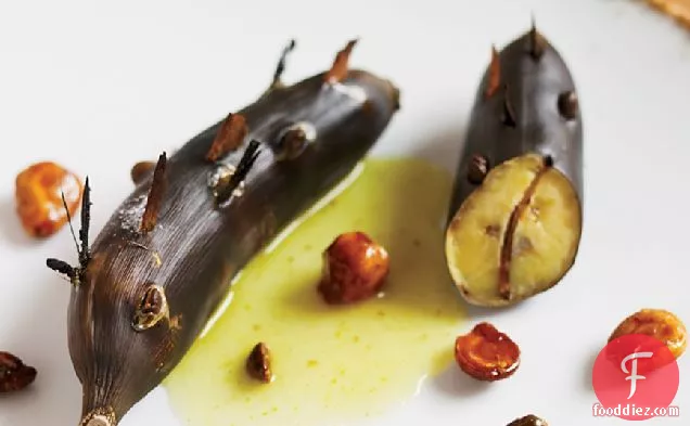 Roasted Bananas with Spiced Syrup and Candied Nuts