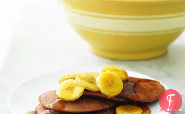 Chocolaty Pancakes with Sauteed Bananas