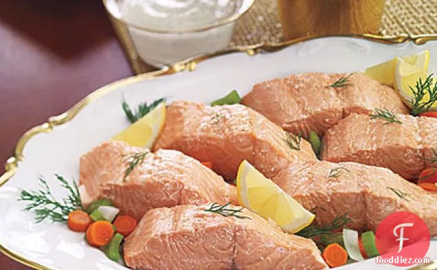 Poached Salmon with Mustard Sauce
