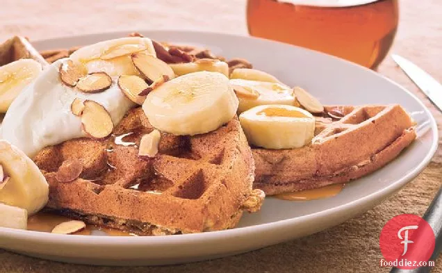 Power Waffles With Yogurt, Bananas And Almonds