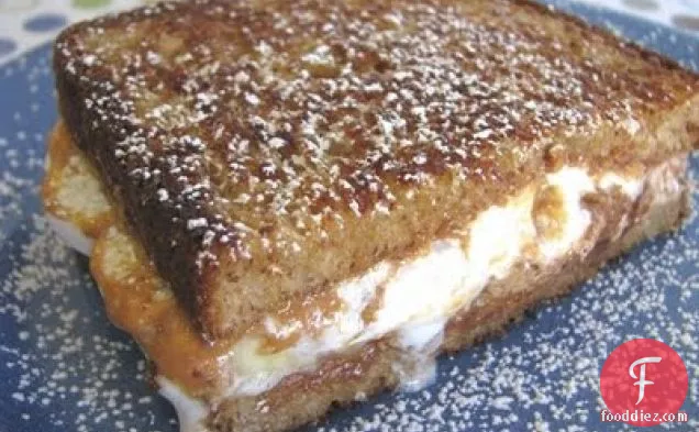 Puffy Banana Peanut Butter Cup Sweet Grilled Sandwich
