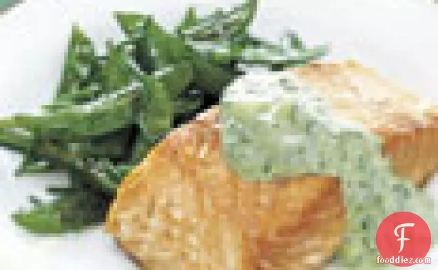 Roasted Salmon with Cucumber Sour Cream