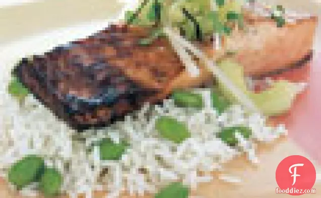 मिसो-मसालेदार सामन ककड़ी के साथ-डाइकॉन स्वाद