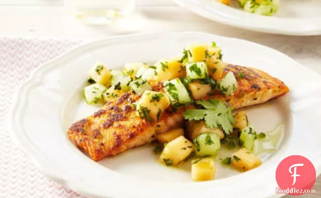 Ginger-crusted Salmon With Melon Salsa