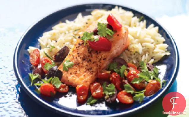 Tuscan Salmon With Rosemary Orzo