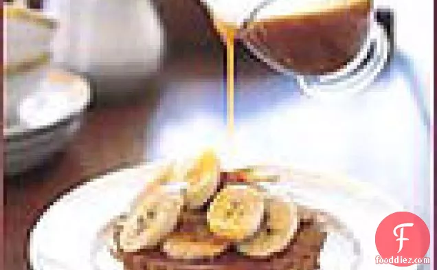 Almond Cakes with Bananas and Warm Caramel Sauce