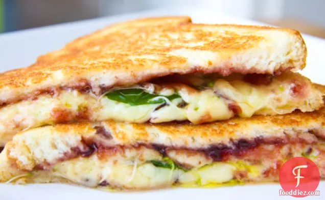 Grilled Cheddar And Cherry Preserves Sandwich