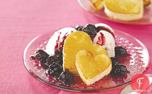 Pound-Cake Hearts with Cherry Sauce