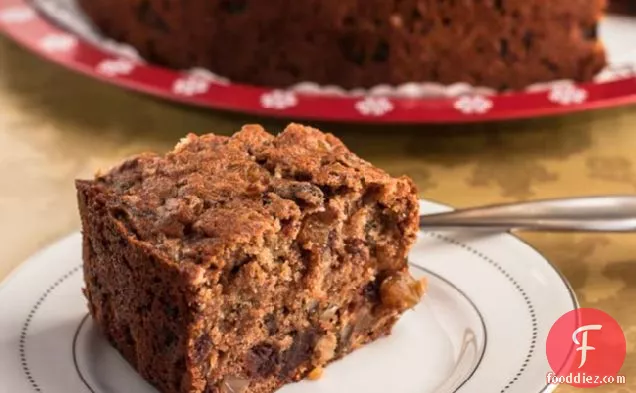 Spiced Applesauce Cake With Black Walnuts, Rum Raisins, And Dates