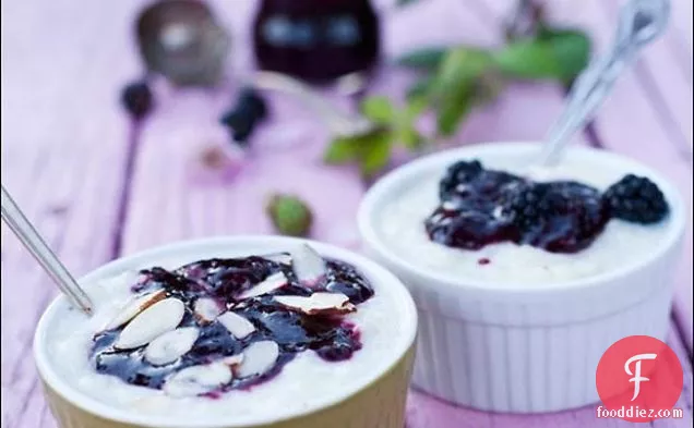 Rice Pudding With Blackberry Sauce