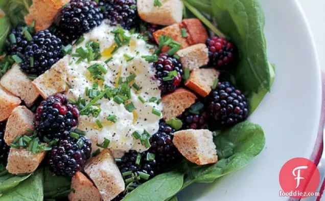 Blackberries, Cottage Cheese And Croutons
