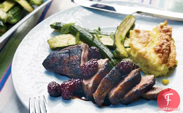 Grilled Spiced Duck Breasts with Blackberries
