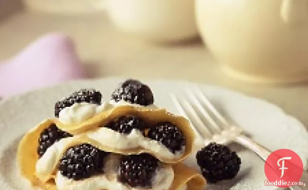 Cornmeal Crepes With Fresh Buttermilk Cheese And Blackberries