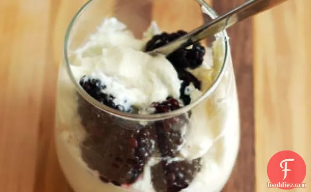 White Chocolate Mousse With Macerated Blackberries