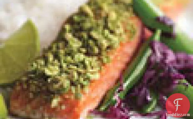 चूने के साथ कुरकुरे वसाबी सामन