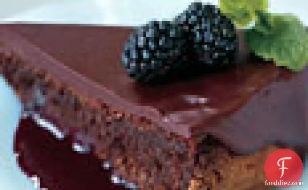 Dark Chocolate Torte with Spiked Blackberry Coulis