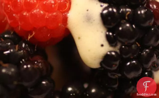 Blackberries And Raspberries With Rose Sabayon