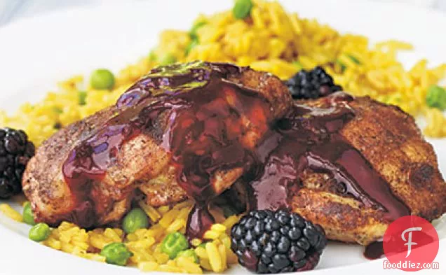 Five-Spice Grilled Chicken Thighs with Blackberry Glaze