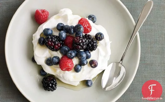 Berry-Yogurt Pavlovas with Chamomile-Lavender Syrup
