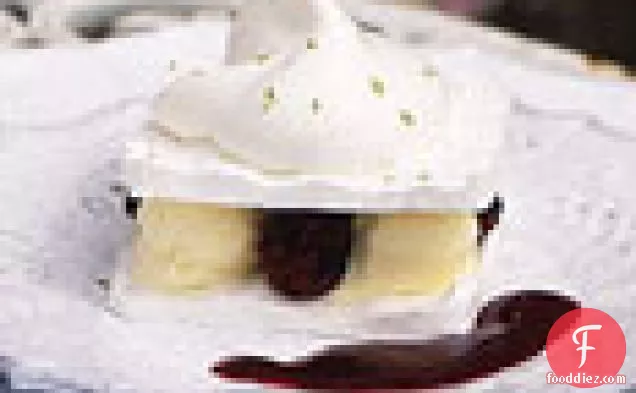 Meringue Napoleons With Lime Ice Cream And Blackberries