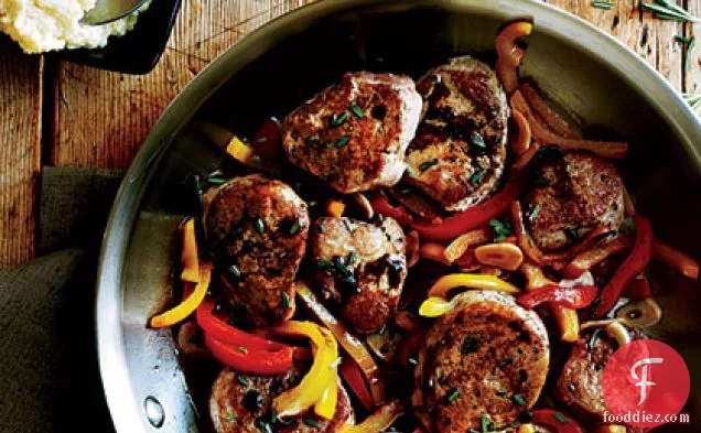 Pork Tenderloin with Red and Yellow Peppers