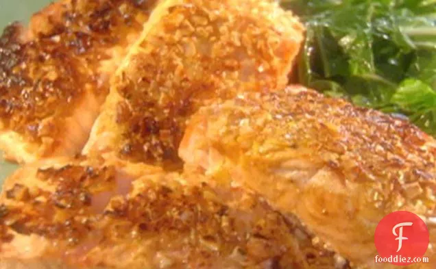 Cashew-Crusted Salmon with Bok Choy