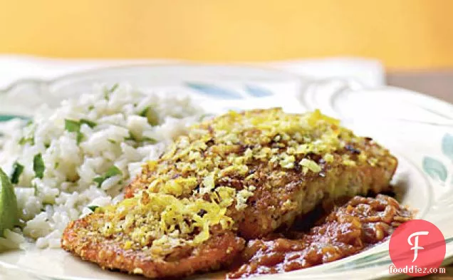 Coconut-Crusted Salmon with Tamarind Barbecue Sauce