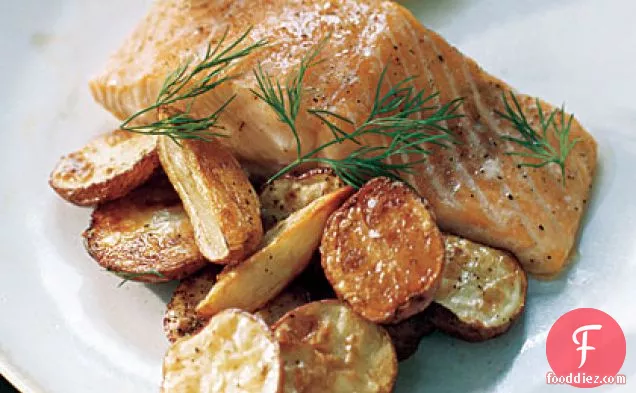 Roasted Salmon and Potatoes with Dill