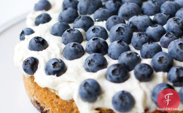 Frosted Blueberry Cake. Vegan slice of spring