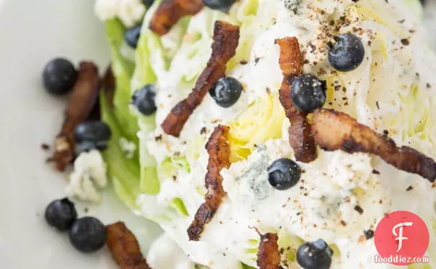 Wedge Salad With Bacon Blueberries And Blue Cheese