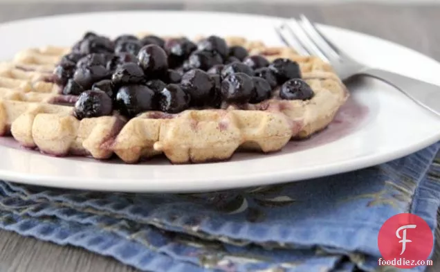 Cream Cheese Stuffed Waffles With Blueberry Syrup