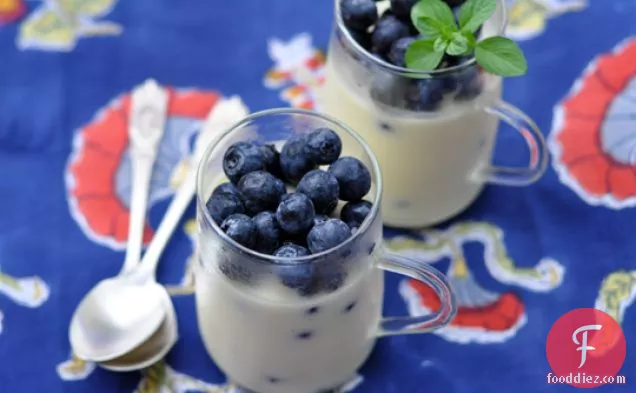 Rosewater Yogurt Panna Cotta With Blueberries