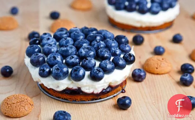 Blueberry Mascarpone Cheesecake with Amaretti Crust