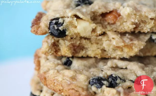 Blueberry, Caramel And White Chocolate Oatmeal Cookies