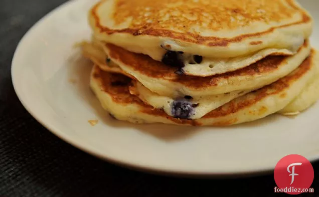Lemony Cream Cheese Pancakes With Blueberries