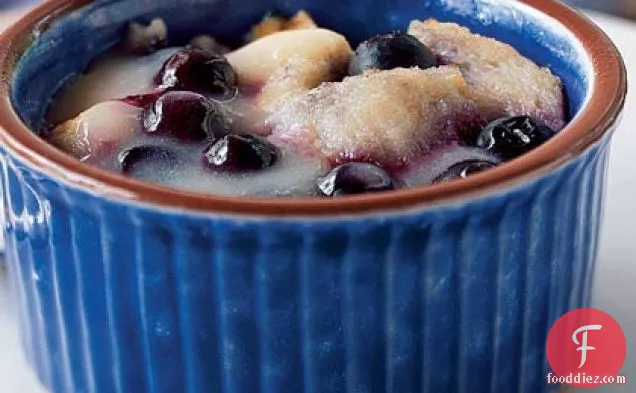Blueberry Bread Puddings with Lemon Curd