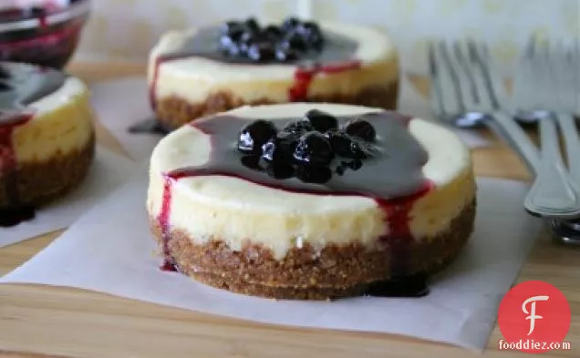 Individual Lemon Cheesecakes With Blueberry Compote
