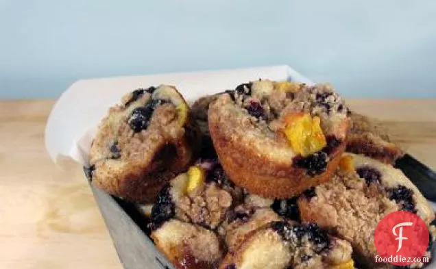 Blueberry Peach Sour Cream Crumb Cake